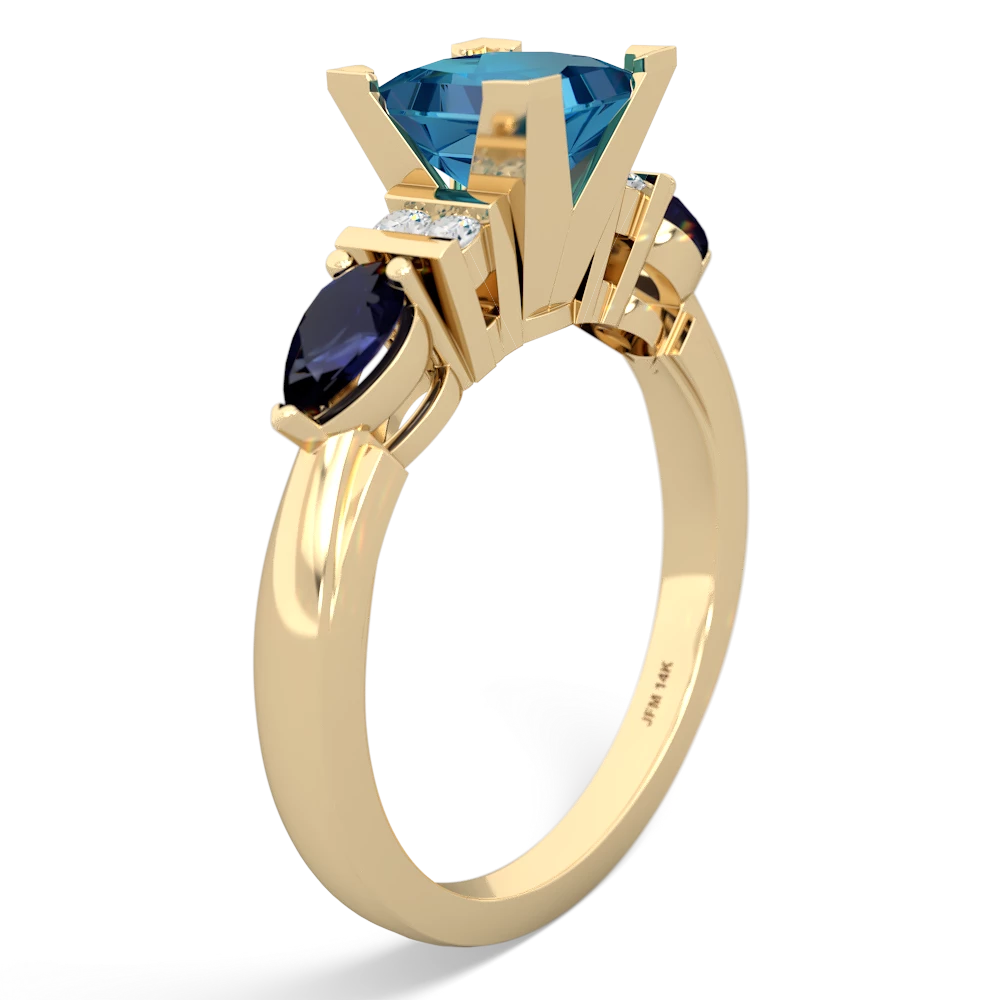 London Topaz 6Mm Princess Eternal Embrace Engagement 14K Yellow Gold ring C2002