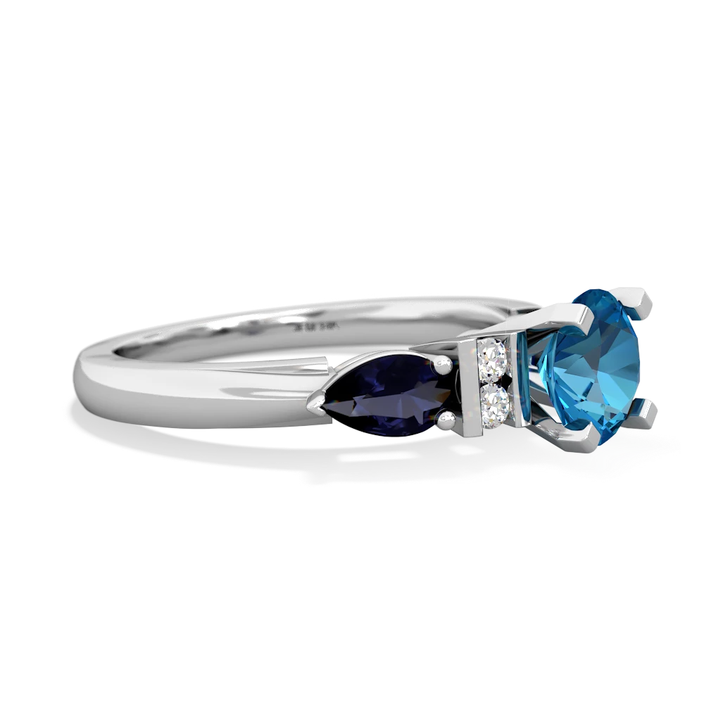 London Topaz 6Mm Round Eternal Embrace Engagement 14K White Gold ring R2005