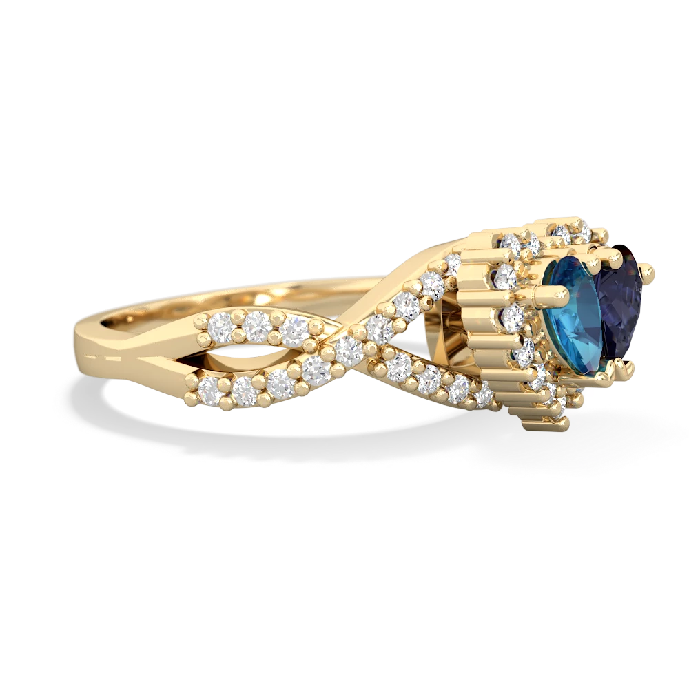 London Topaz Diamond Twist 'One Heart' 14K Yellow Gold ring R2640HRT