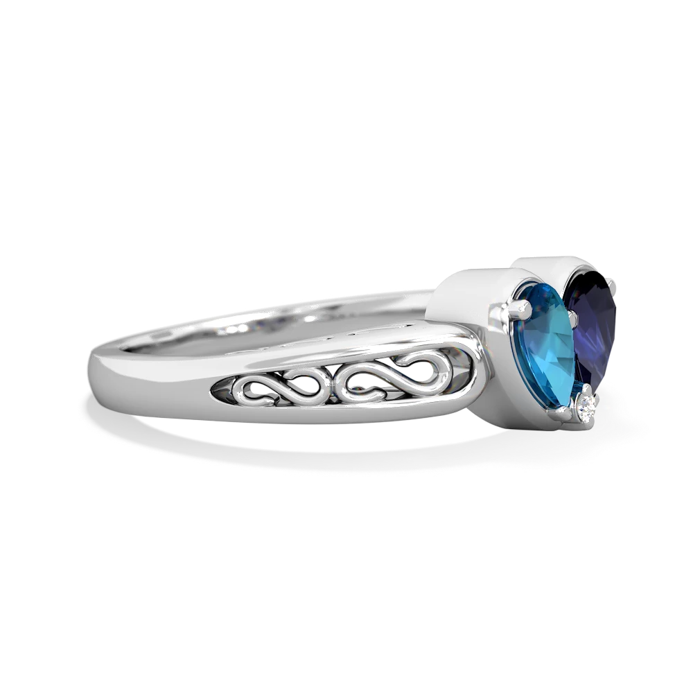 London Topaz Filligree 'One Heart' 14K White Gold ring R5070