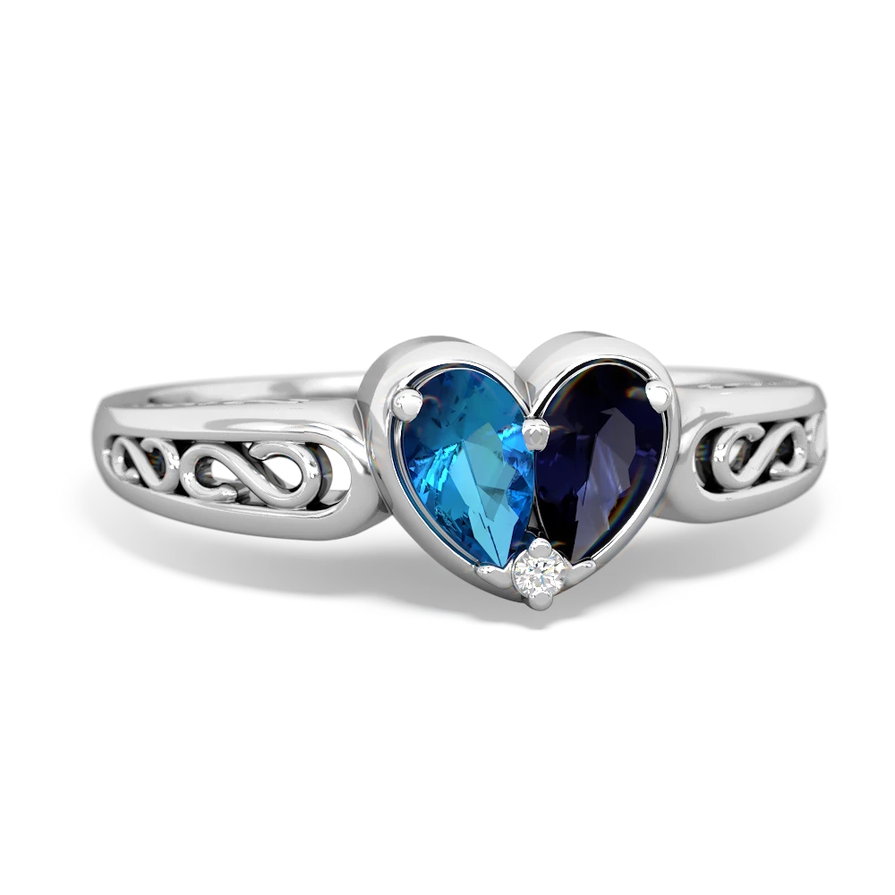 London Topaz Filligree 'One Heart' 14K White Gold ring R5070