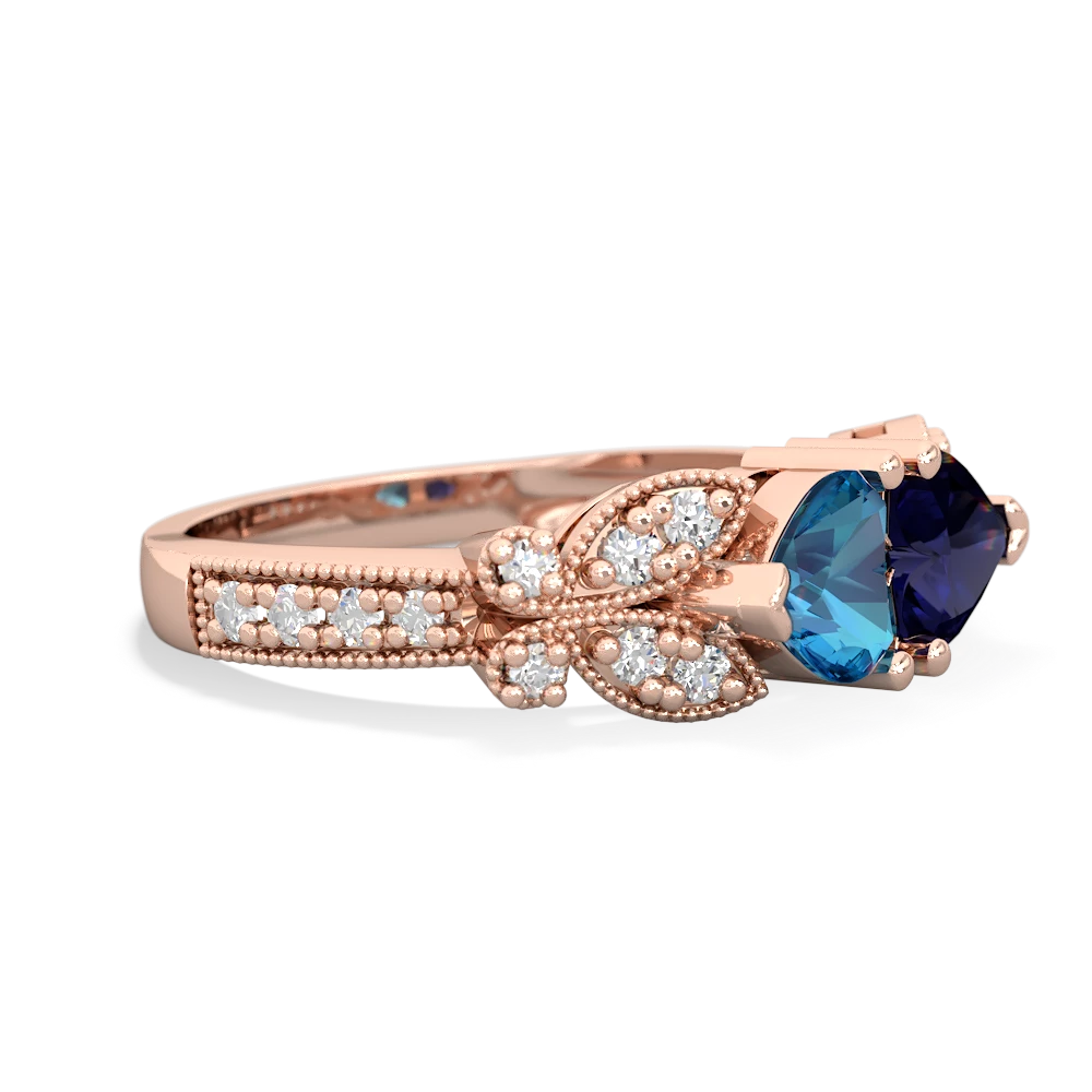 London Topaz Diamond Butterflies 14K Rose Gold ring R5601