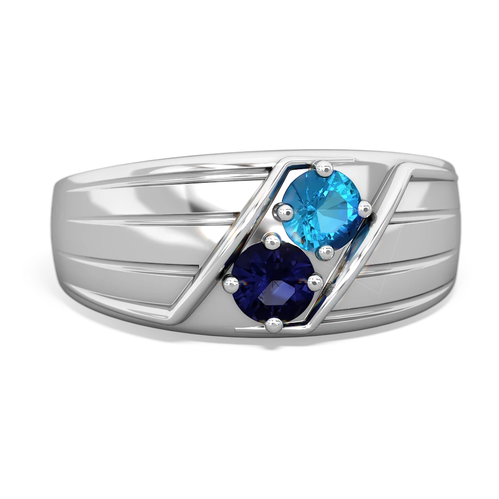 London Topaz Men's Streamline 14K White Gold ring R0460