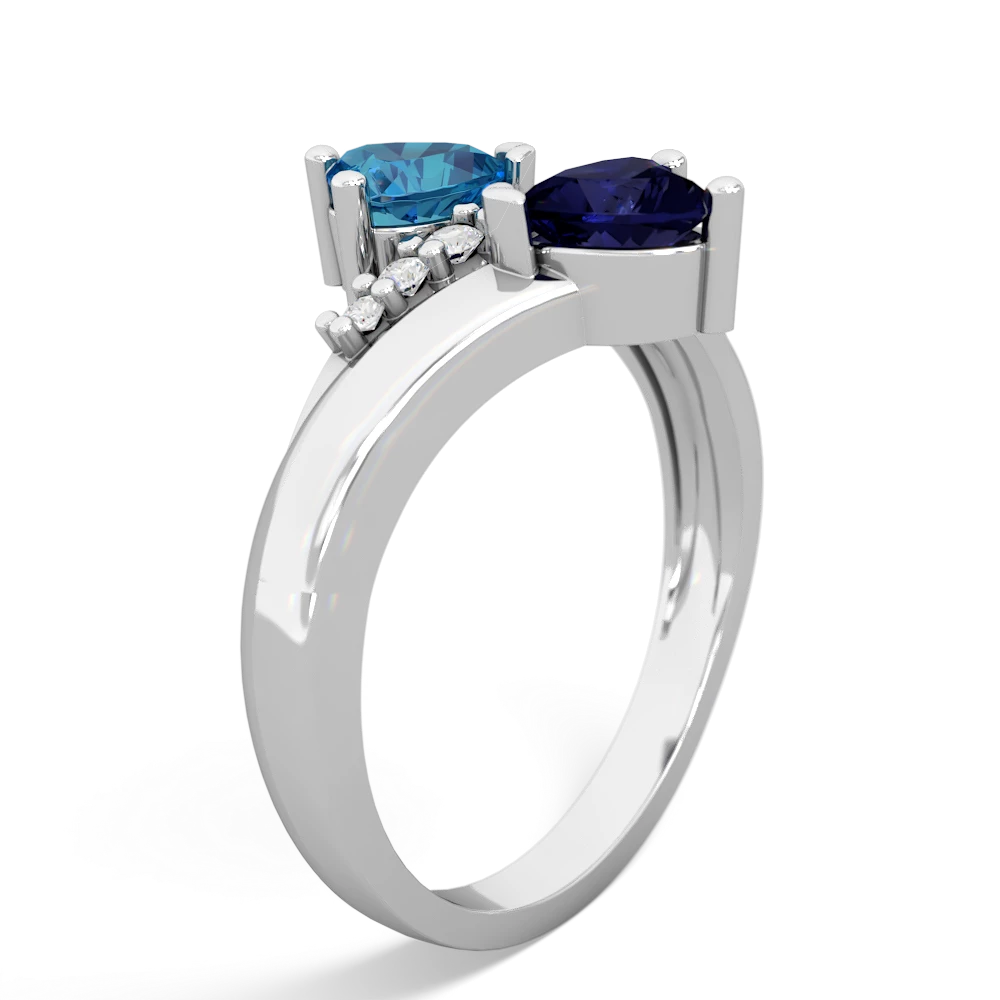 London Topaz Heart To Heart 14K White Gold ring R2064