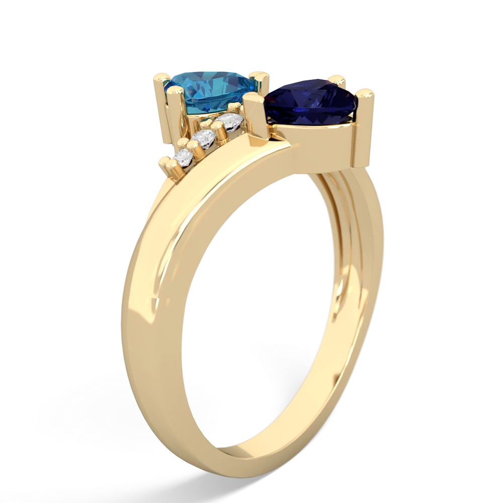 London Topaz Heart To Heart 14K Yellow Gold ring R2064