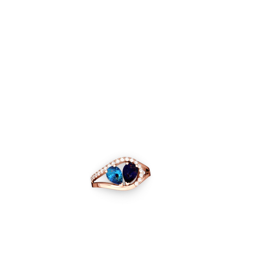 London Topaz Nestled Heart Keepsake 14K Rose Gold ring R5650