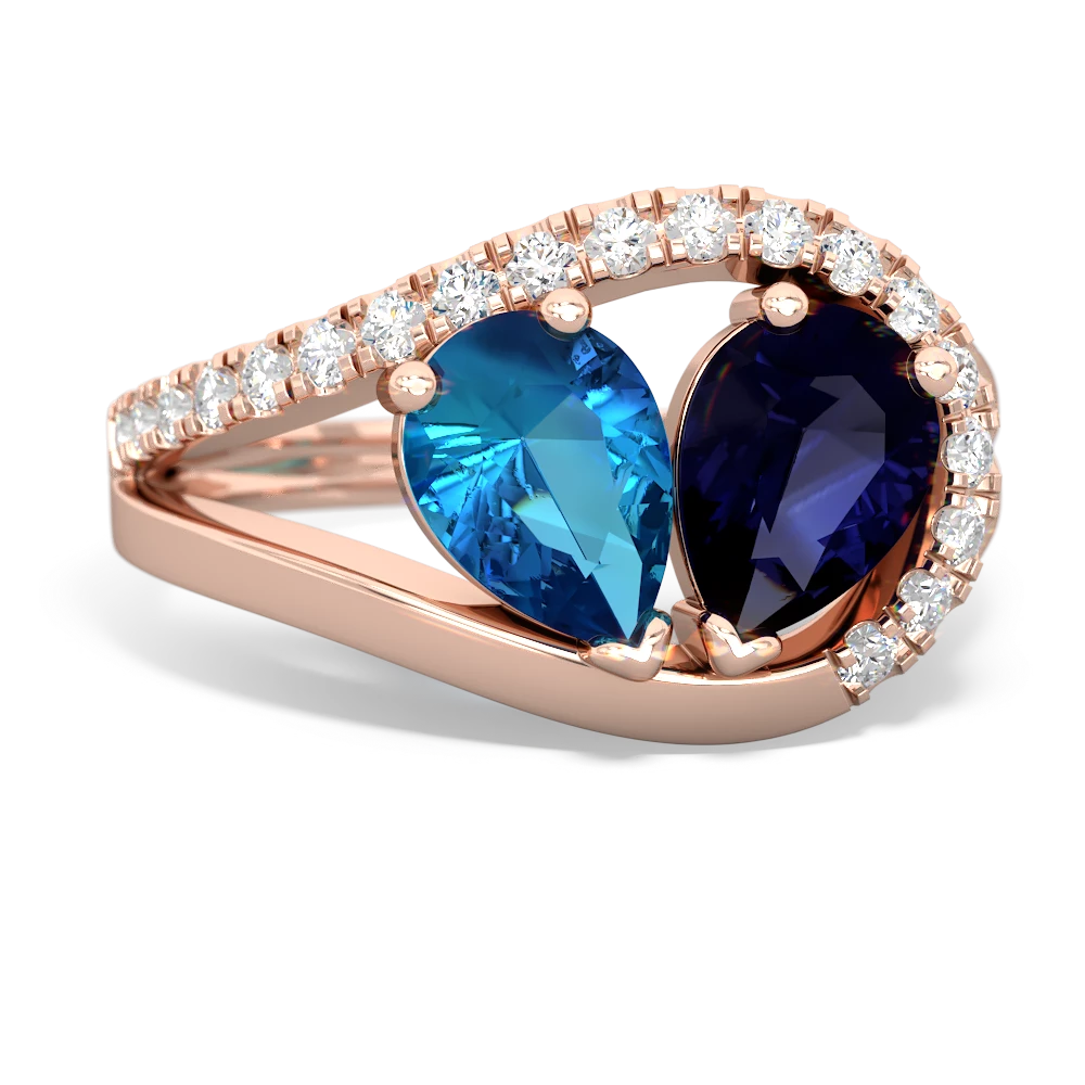 London Topaz Nestled Heart Keepsake 14K Rose Gold ring R5650