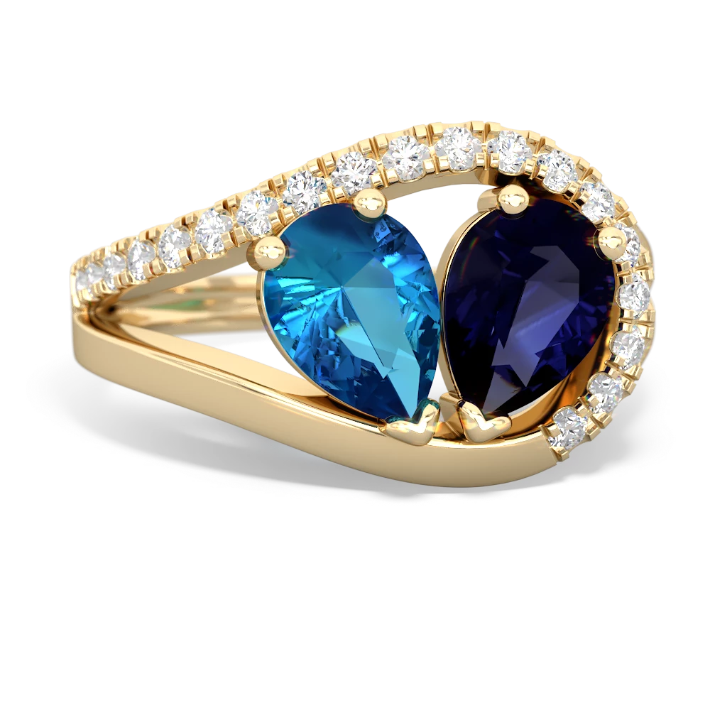 London Topaz Nestled Heart Keepsake 14K Yellow Gold ring R5650