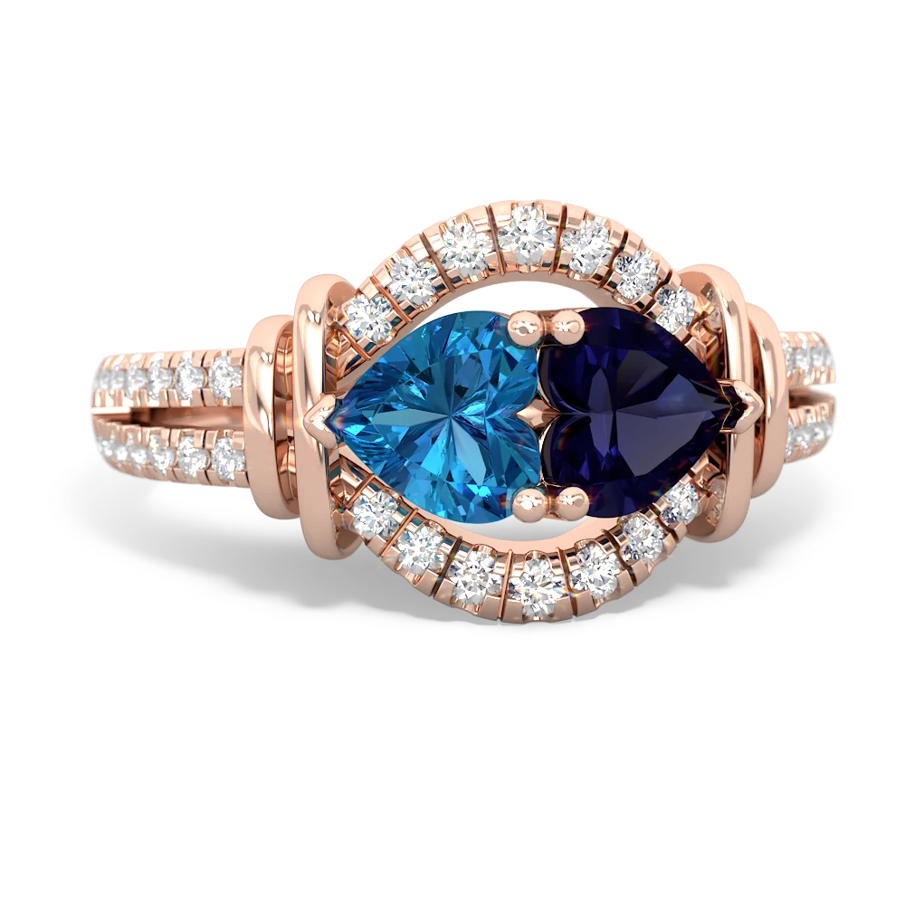 London Topaz Art-Deco Keepsake 14K Rose Gold ring R5630