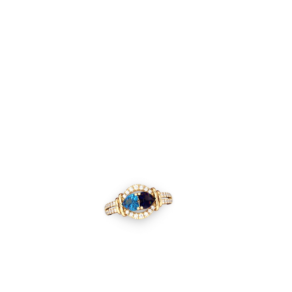 London Topaz Art-Deco Keepsake 14K Yellow Gold ring R5630