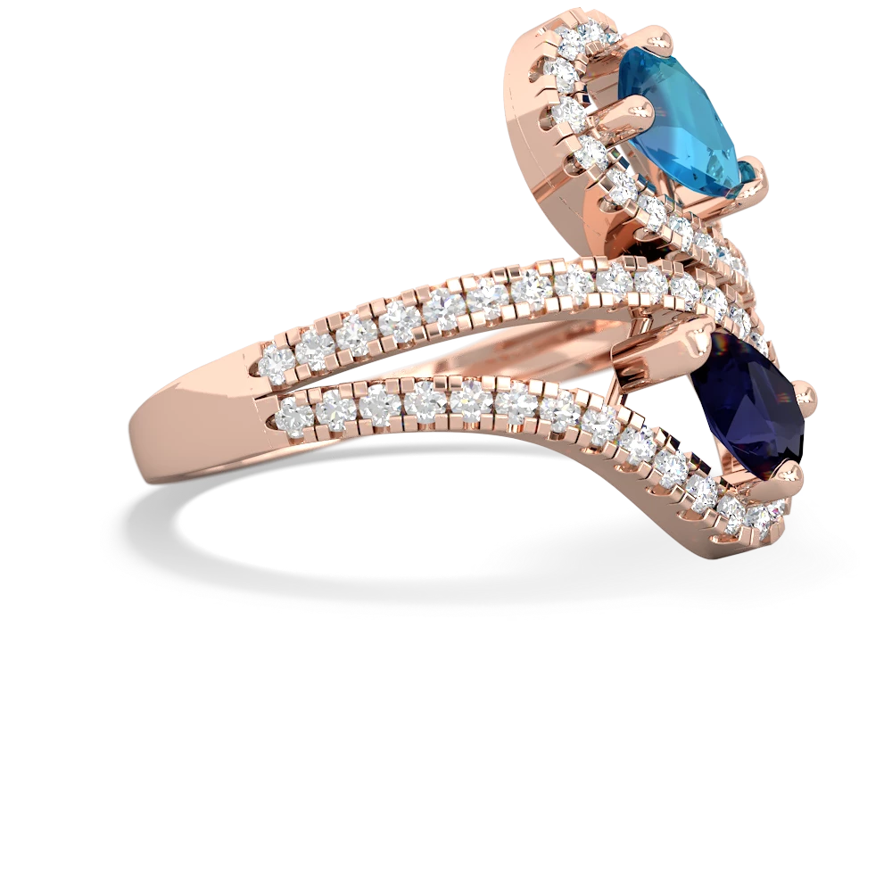 London Topaz Diamond Dazzler 14K Rose Gold ring R3000