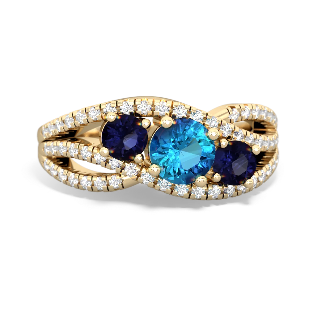 London Topaz Three Stone Aurora 14K Yellow Gold ring R3080