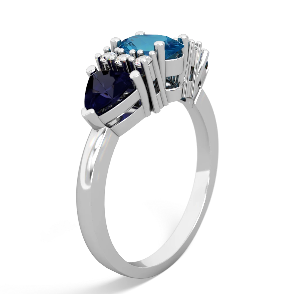 London Topaz Antique Style Three Stone 14K White Gold ring R2186