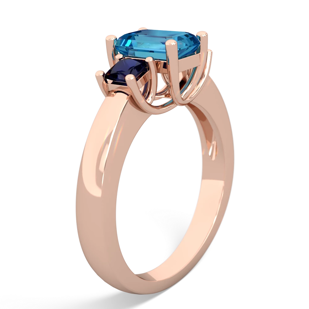 London Topaz Three Stone Emerald-Cut Trellis 14K Rose Gold ring R4021