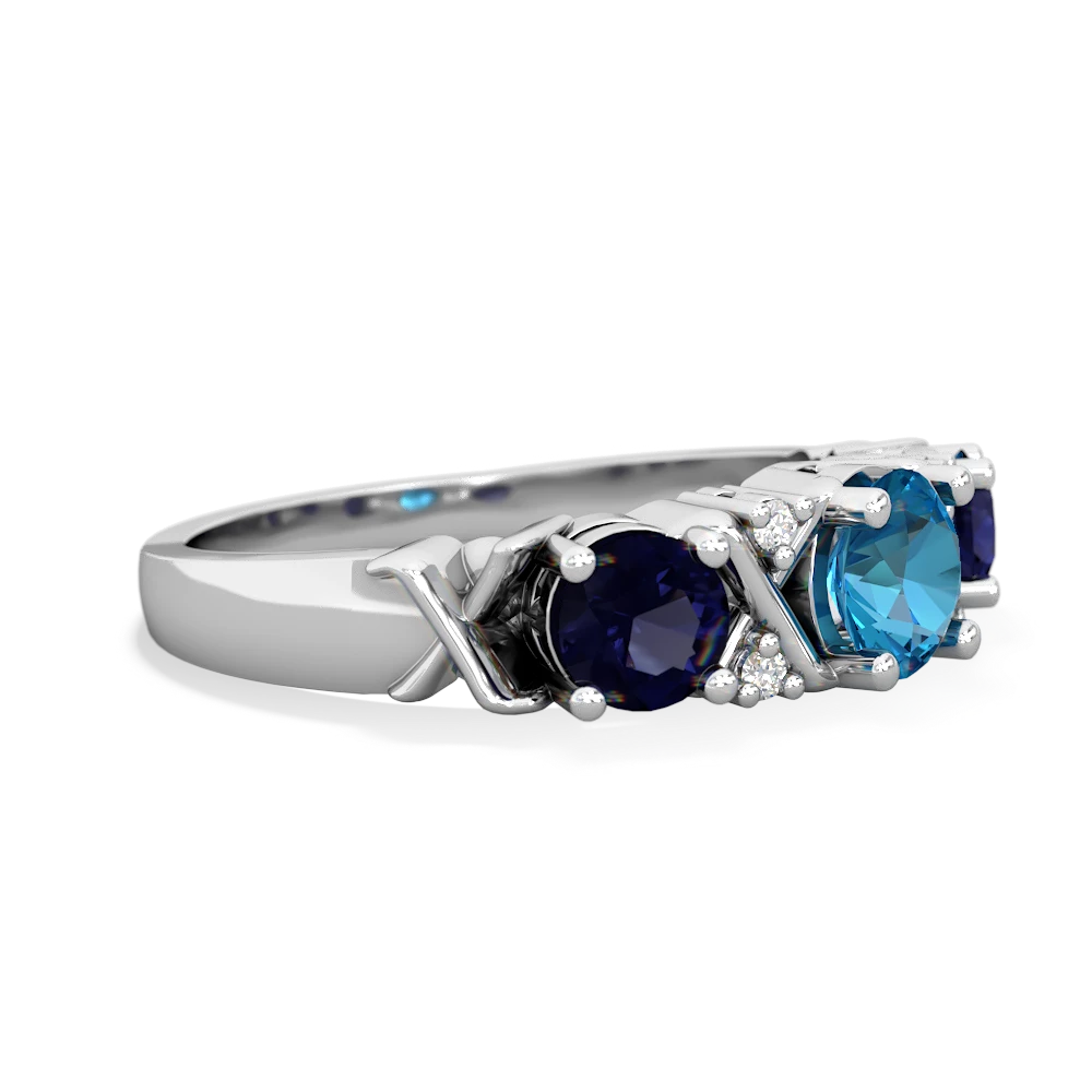 London Topaz Hugs And Kisses 14K White Gold ring R5016