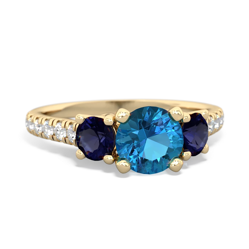 London Topaz Pave Trellis 14K Yellow Gold ring R5500