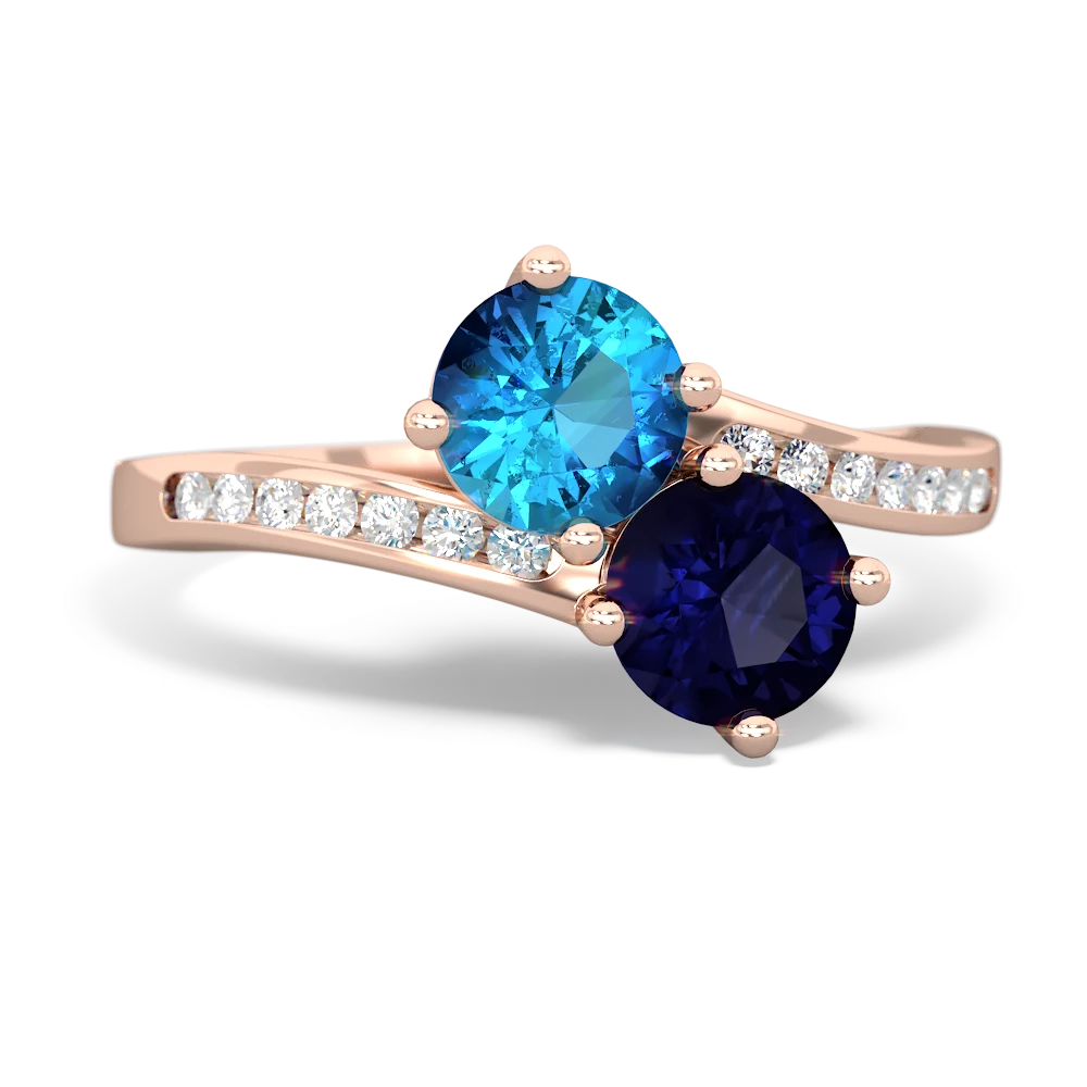 London Topaz Channel Set Two Stone 14K Rose Gold ring R5303