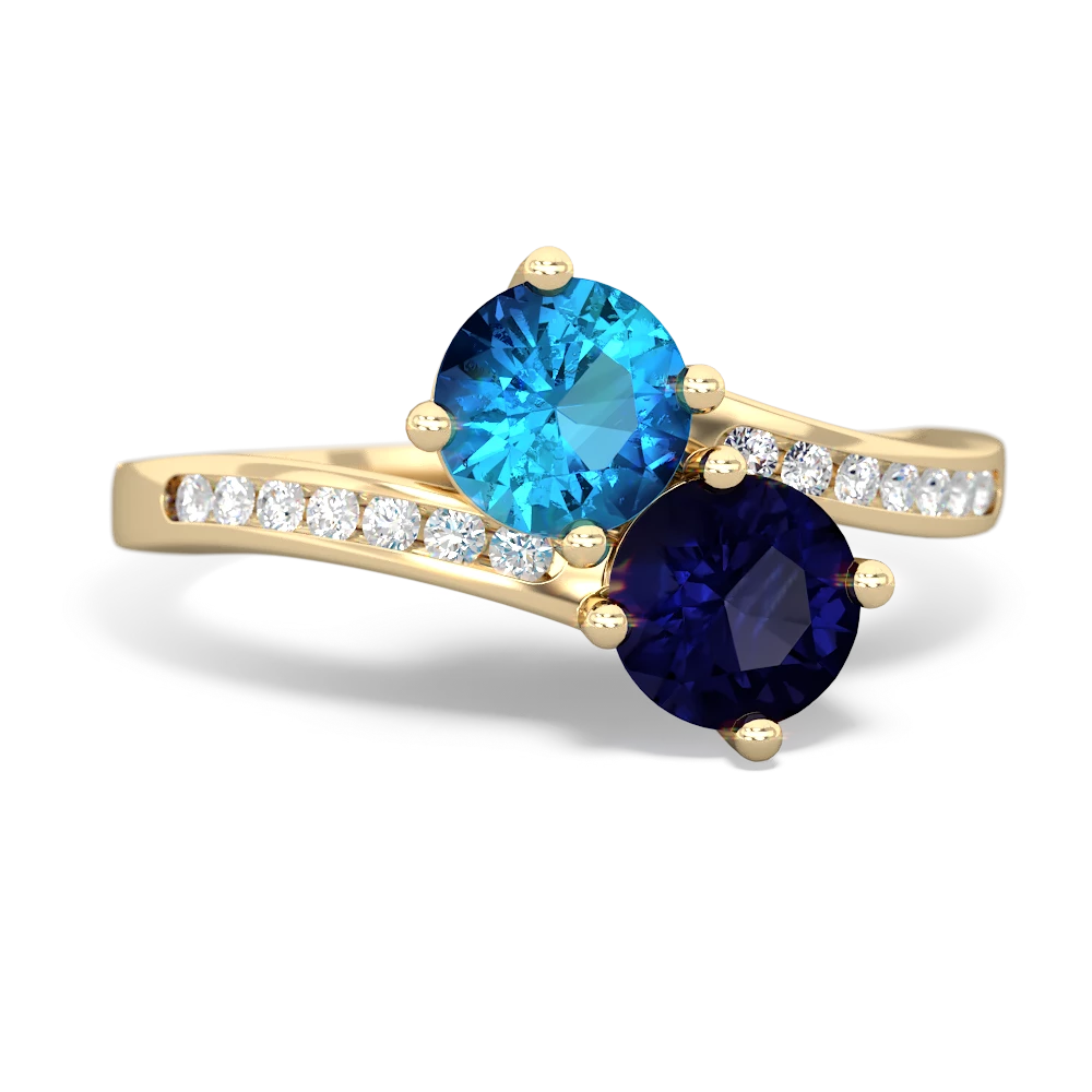 London Topaz Channel Set Two Stone 14K Yellow Gold ring R5303