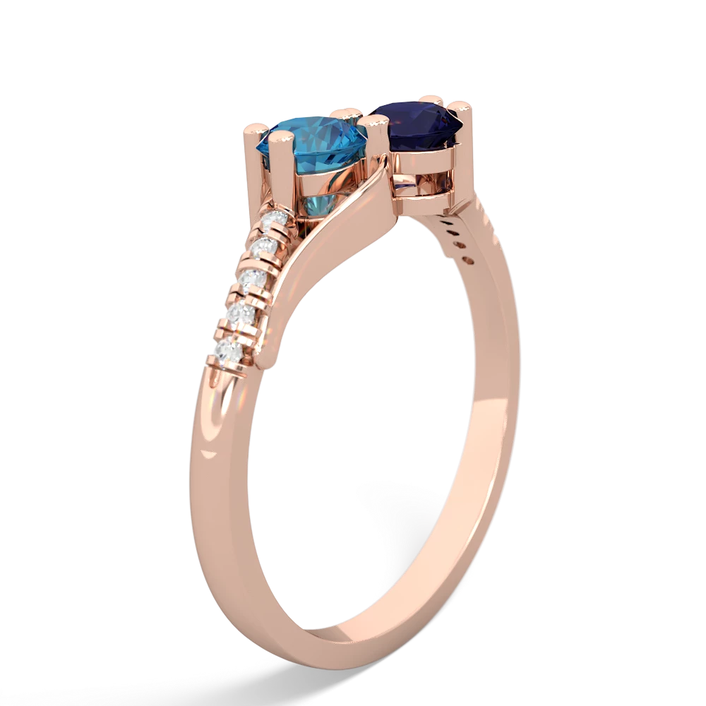 London Topaz Infinity Pave Two Stone 14K Rose Gold ring R5285