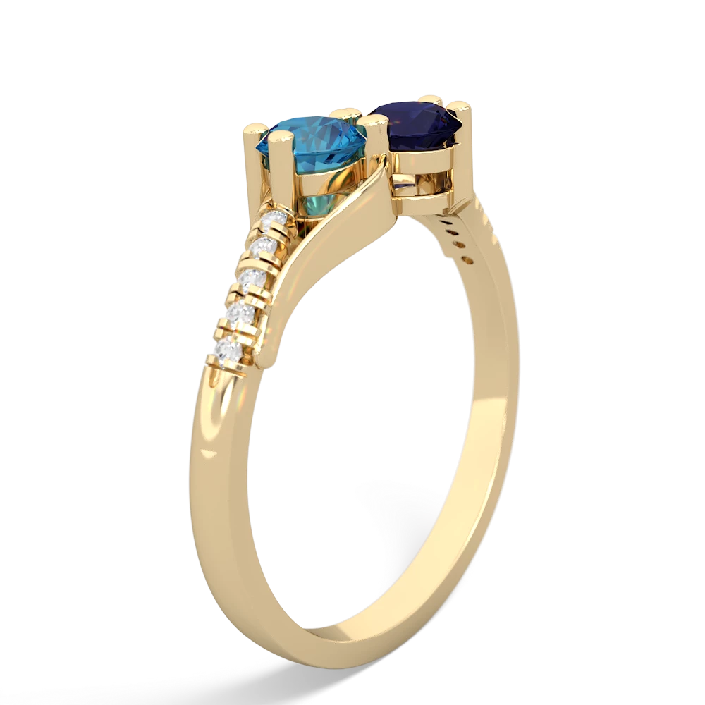 London Topaz Infinity Pave Two Stone 14K Yellow Gold ring R5285