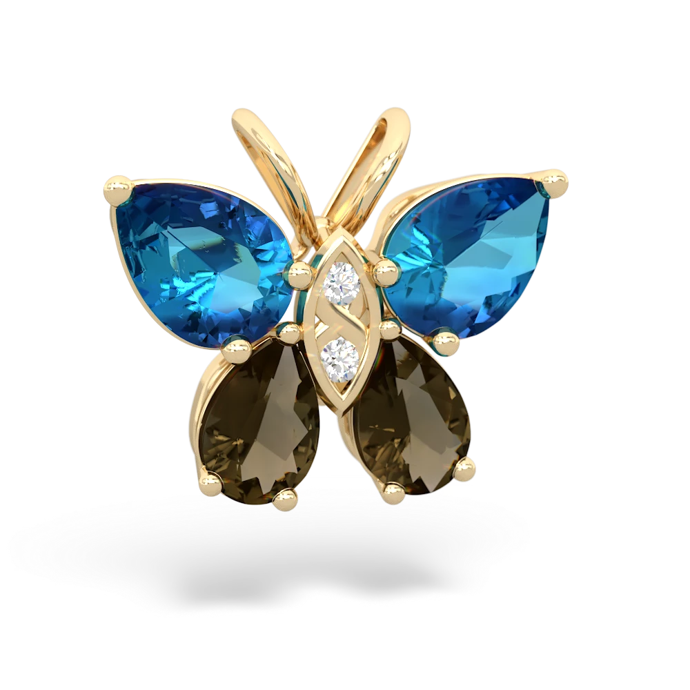 London Topaz Butterfly 14K Yellow Gold pendant P2215