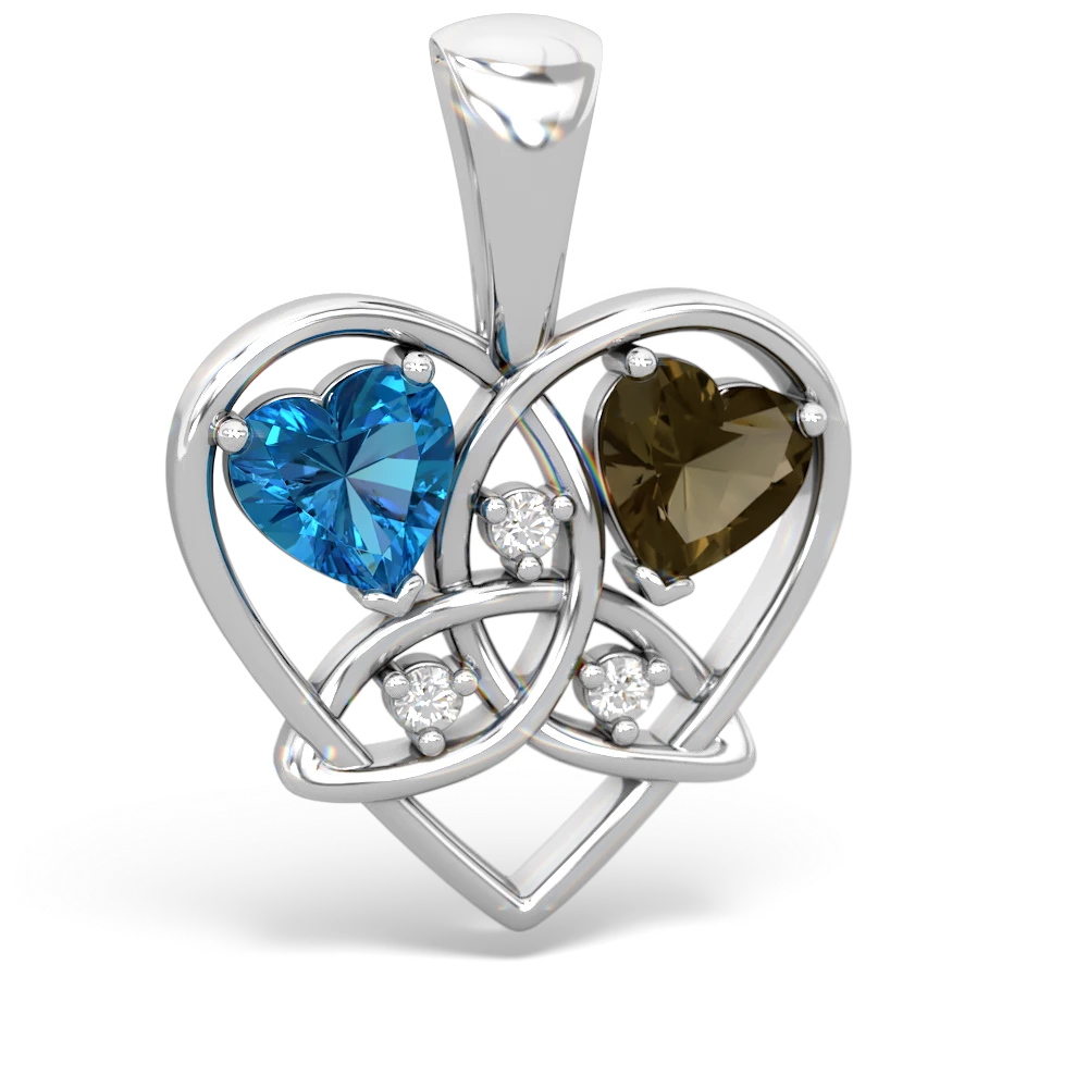 London Topaz Celtic Trinity Heart 14K White Gold pendant P5331