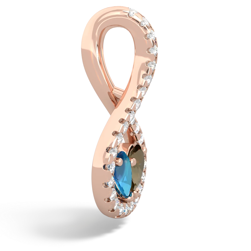 London Topaz Pave Twist 'One Heart' 14K Rose Gold pendant P5360