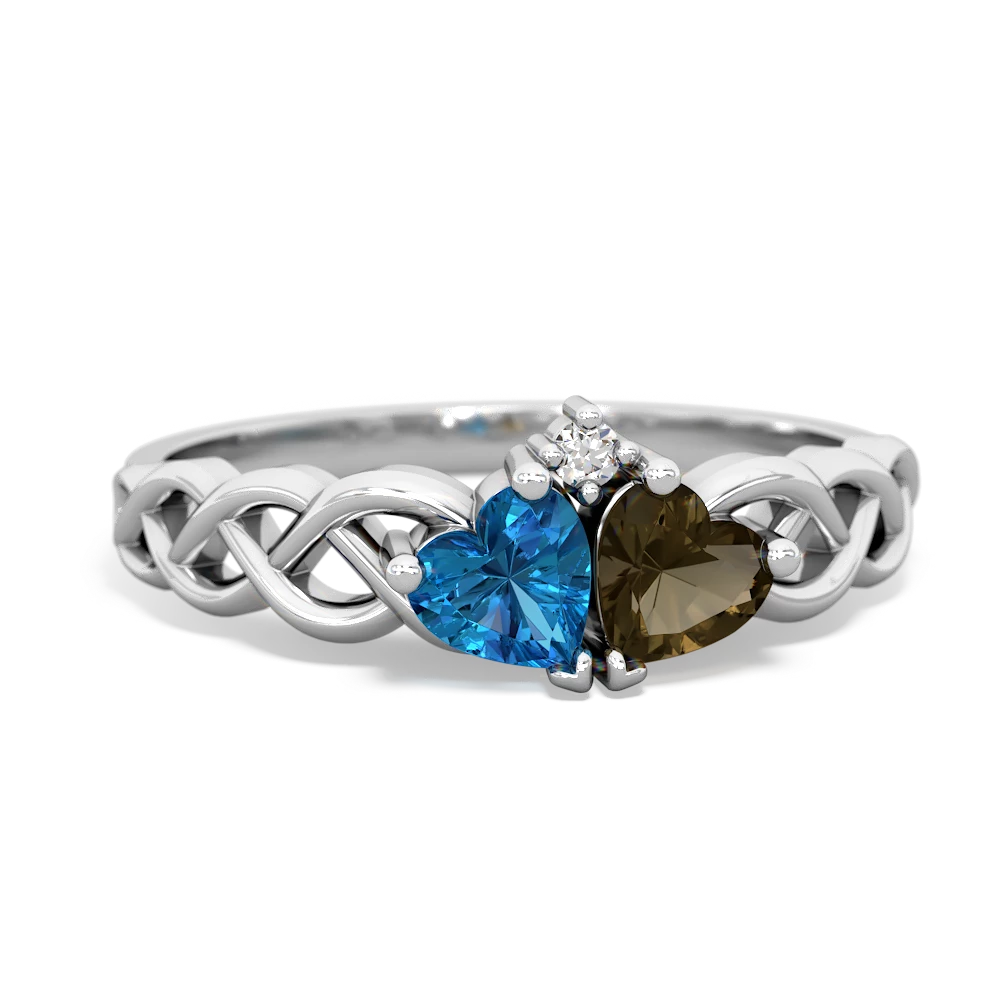 London Topaz Heart To Heart Braid 14K White Gold ring R5870