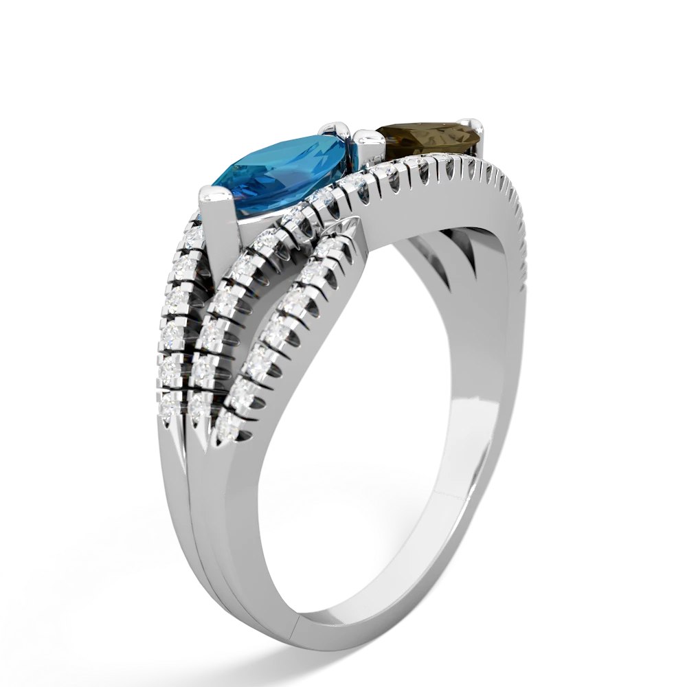 London Topaz Diamond Rivers 14K White Gold ring R3070