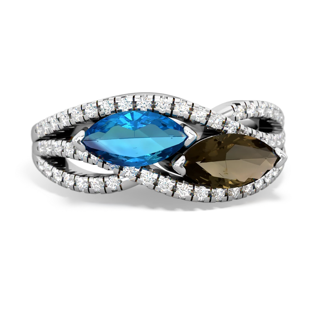 London Topaz Diamond Rivers 14K White Gold ring R3070