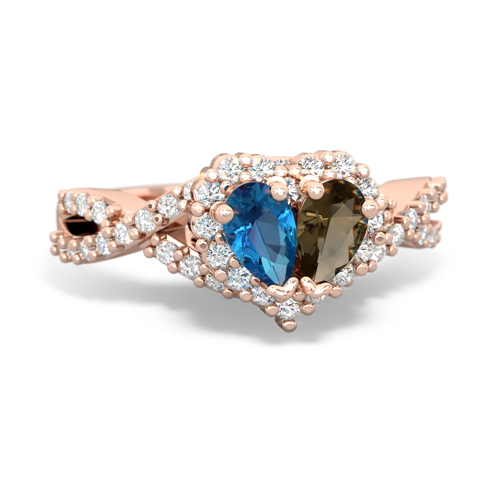 London Topaz Diamond Twist 'One Heart' 14K Rose Gold ring R2640HRT