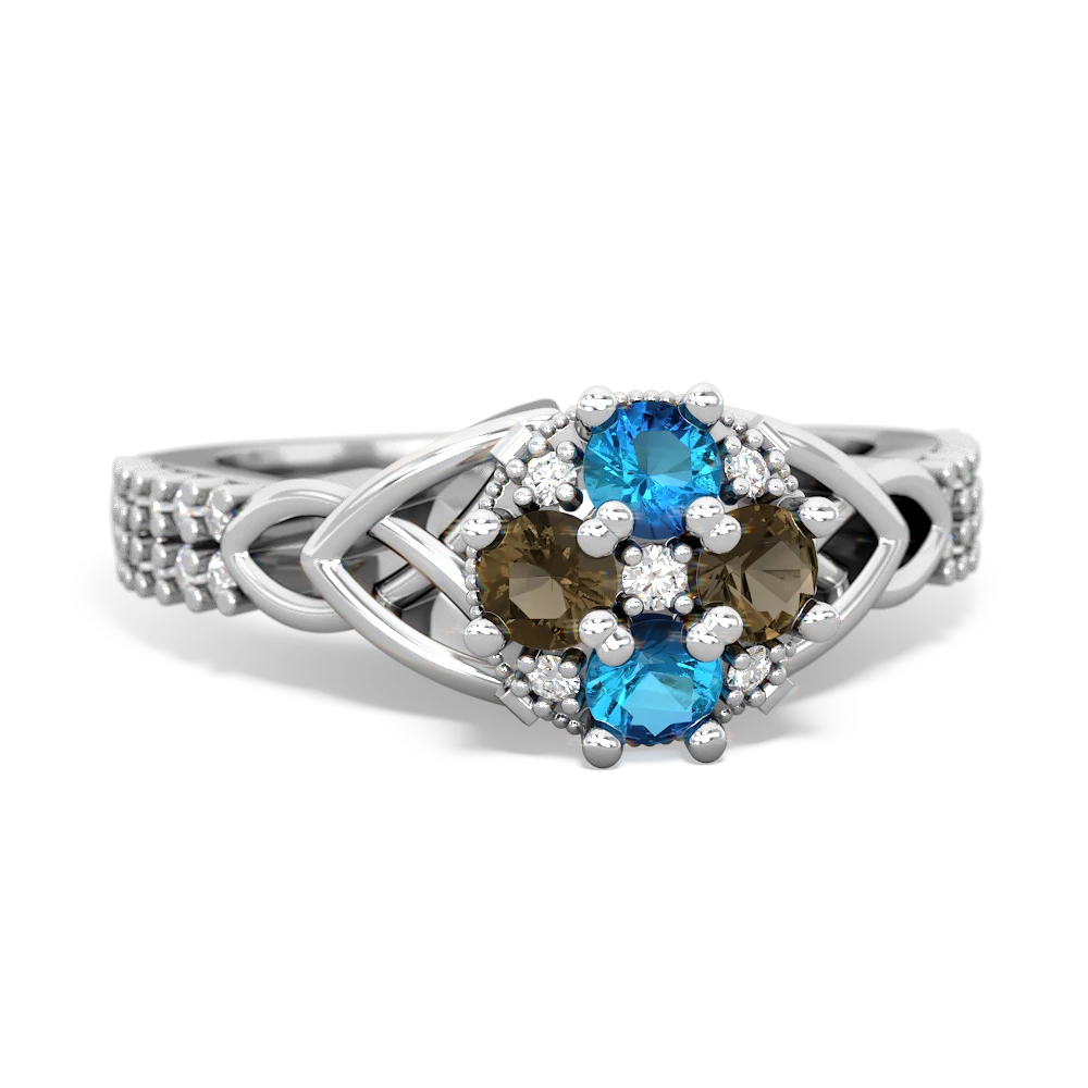 London Topaz Celtic Knot Cluster Engagement 14K White Gold ring R26443RD