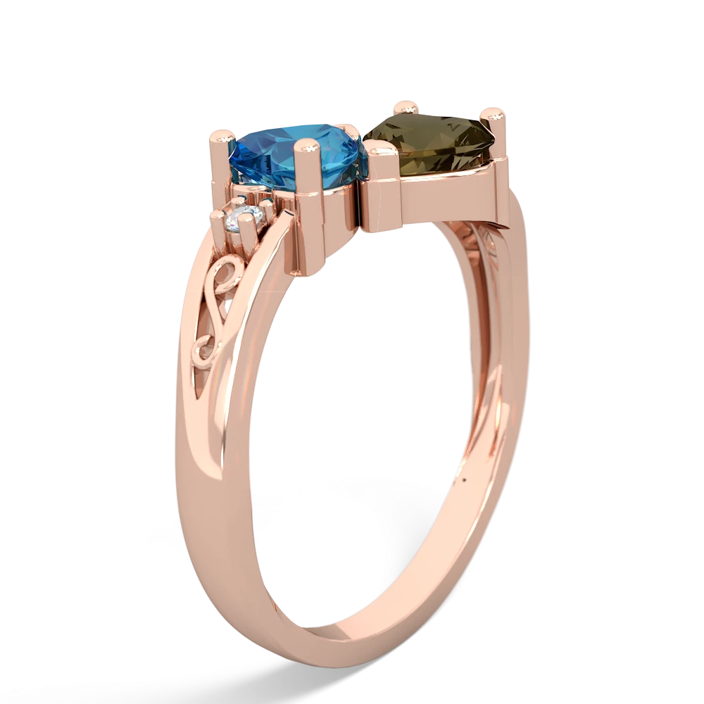 London Topaz Snuggling Hearts 14K Rose Gold ring R2178