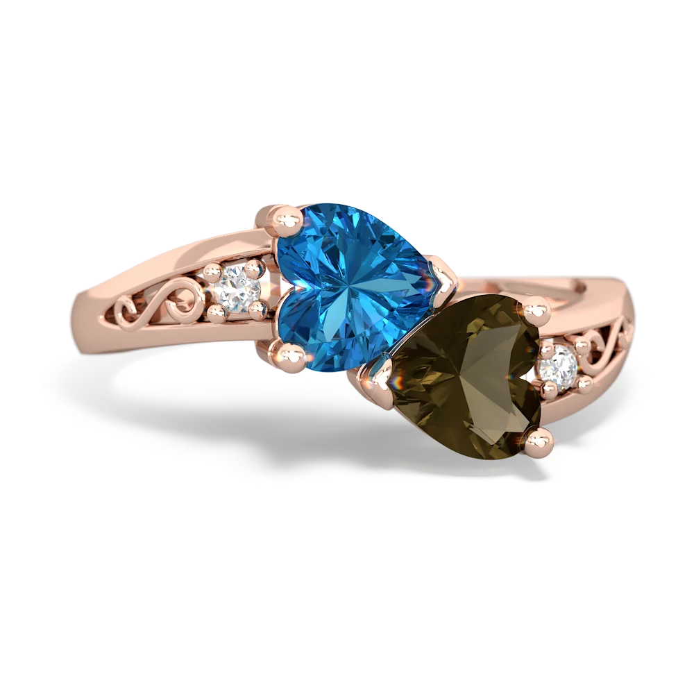 London Topaz Snuggling Hearts 14K Rose Gold ring R2178