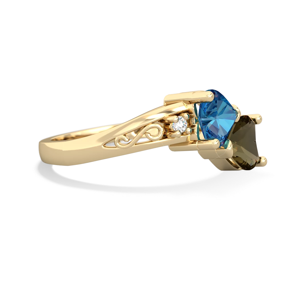 London Topaz Snuggling Hearts 14K Yellow Gold ring R2178