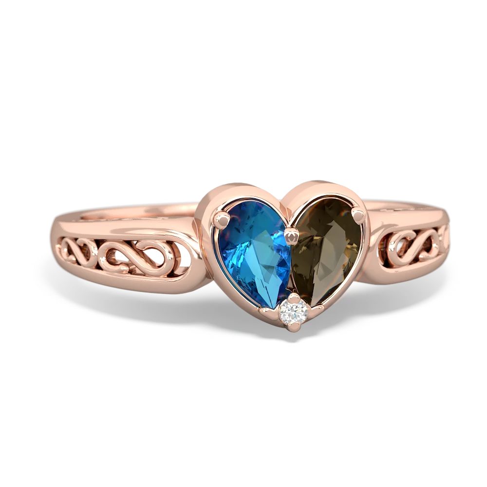 London Topaz Filligree 'One Heart' 14K Rose Gold ring R5070