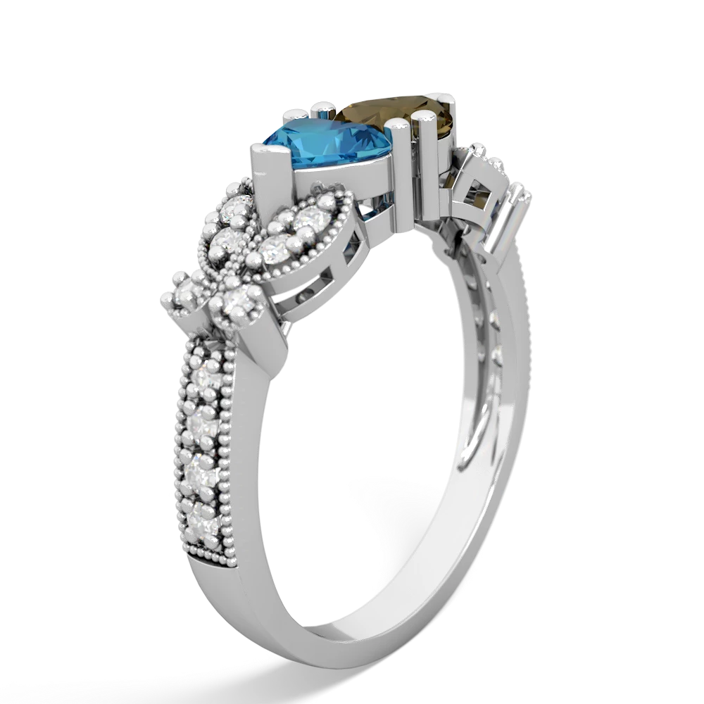 London Topaz Diamond Butterflies 14K White Gold ring R5601