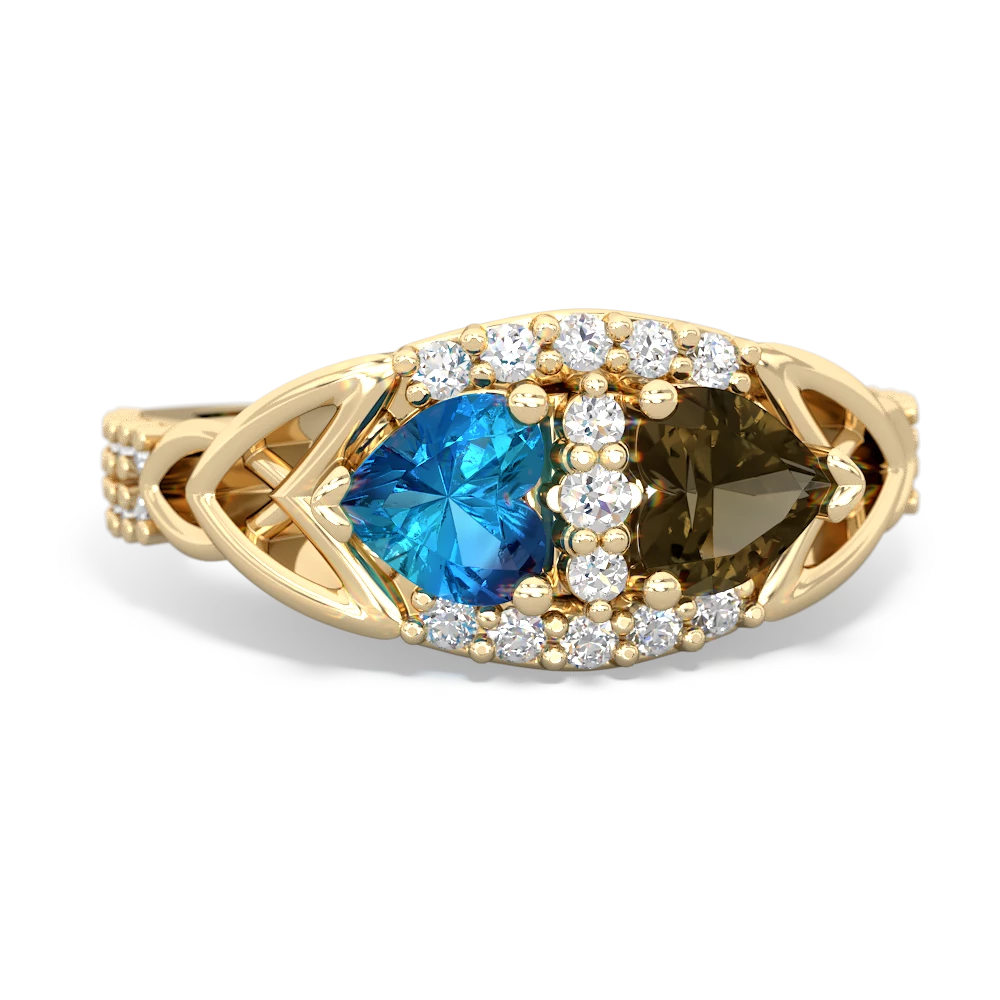 London Topaz Sparkling Celtic Knot 14K Yellow Gold ring R2645