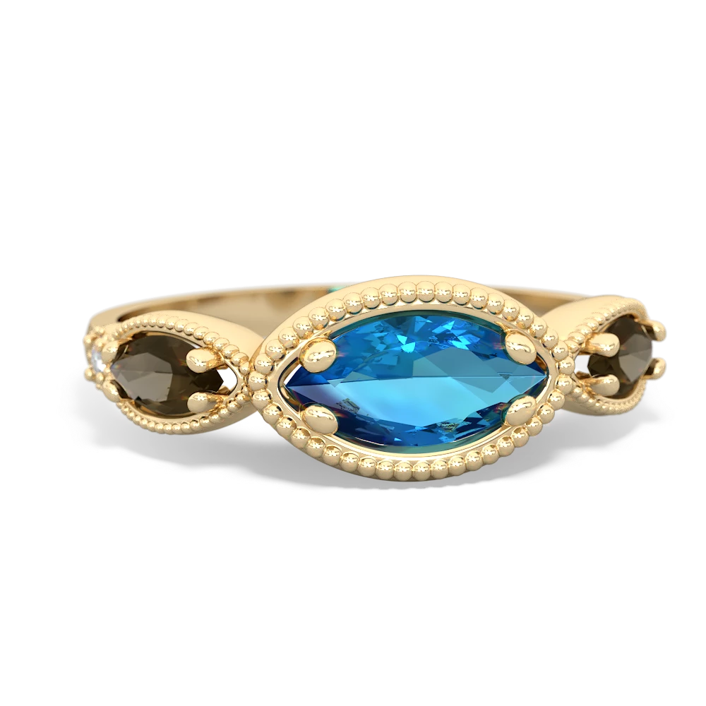 London Topaz Milgrain Marquise 14K Yellow Gold ring R5700