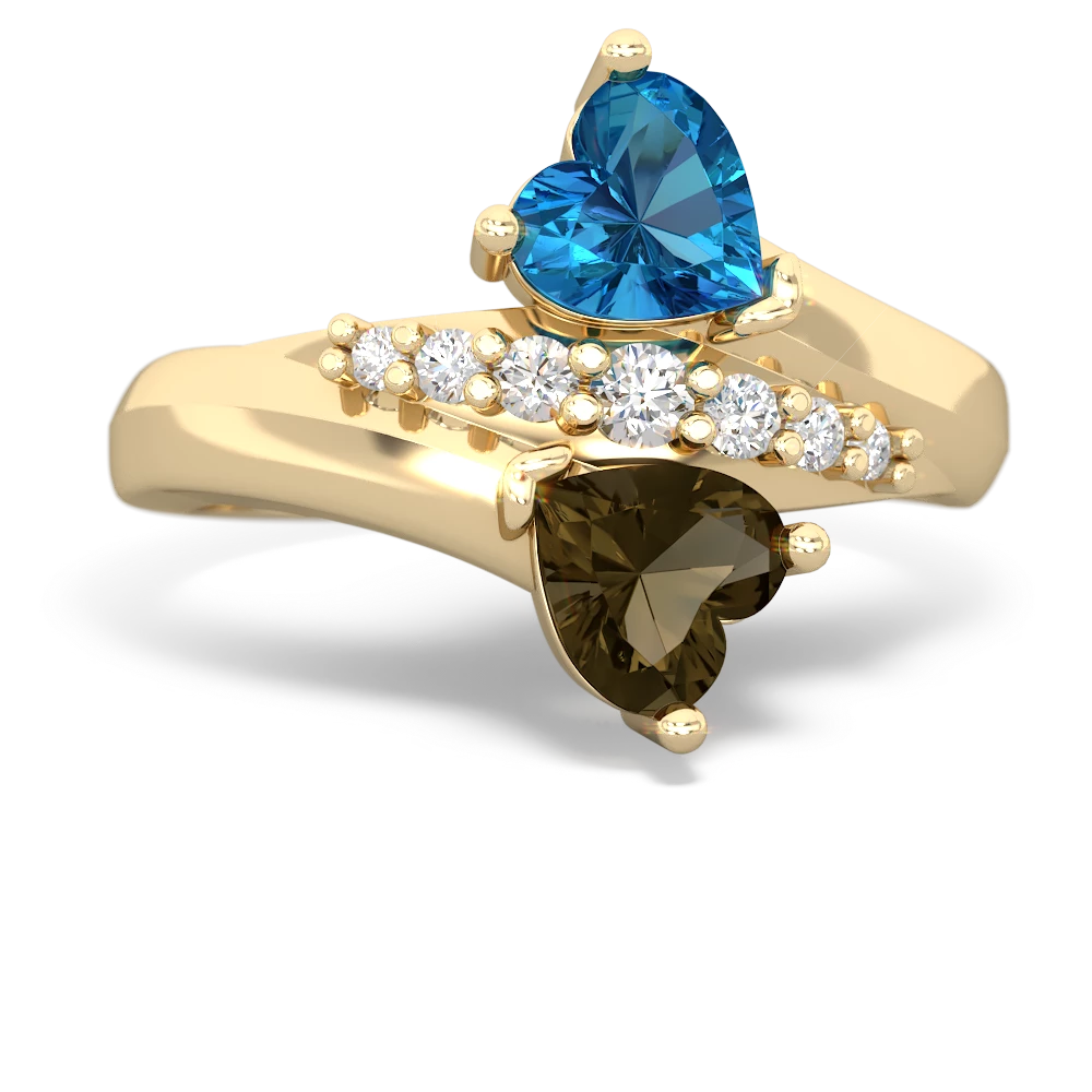 London Topaz Heart To Heart 14K Yellow Gold ring R2064