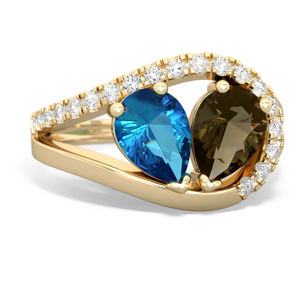 London Topaz Nestled Heart Keepsake 14K Yellow Gold ring R5650