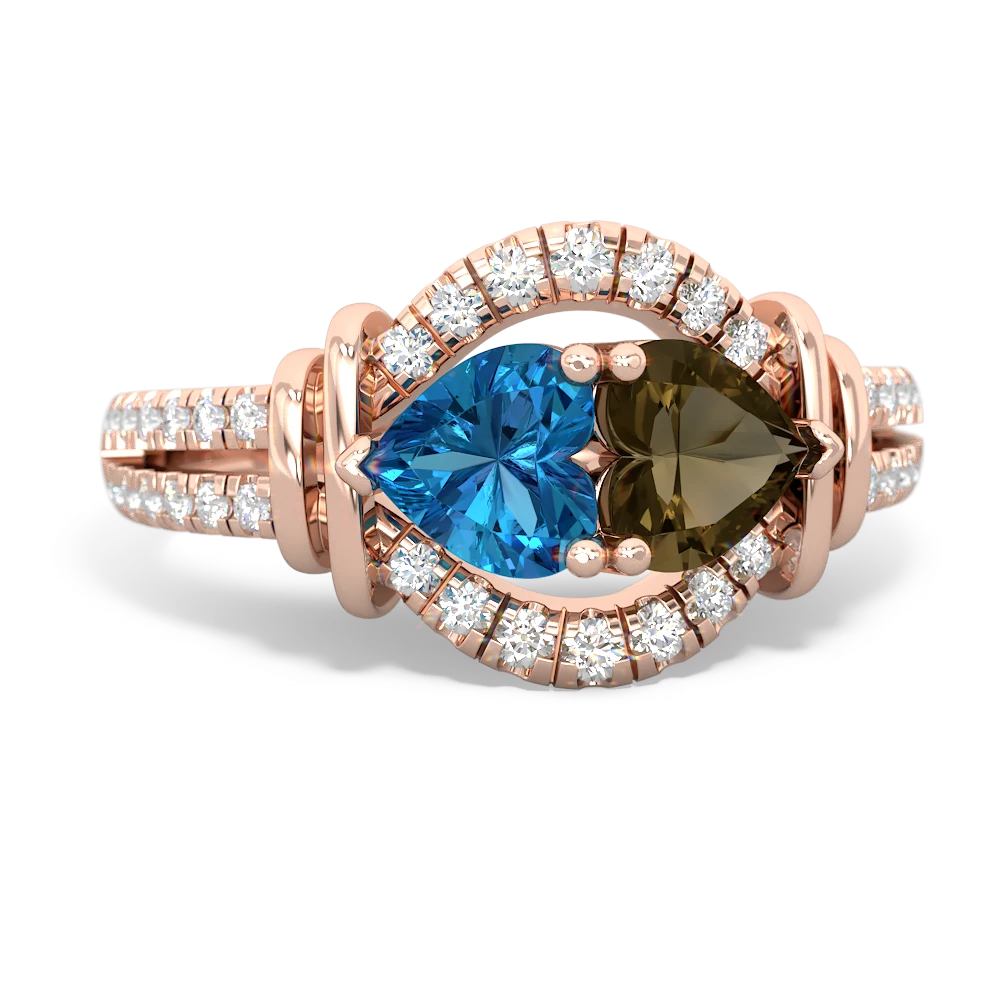 London Topaz Art-Deco Keepsake 14K Rose Gold ring R5630