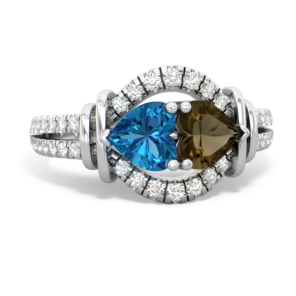 London Topaz Art-Deco Keepsake 14K White Gold ring R5630