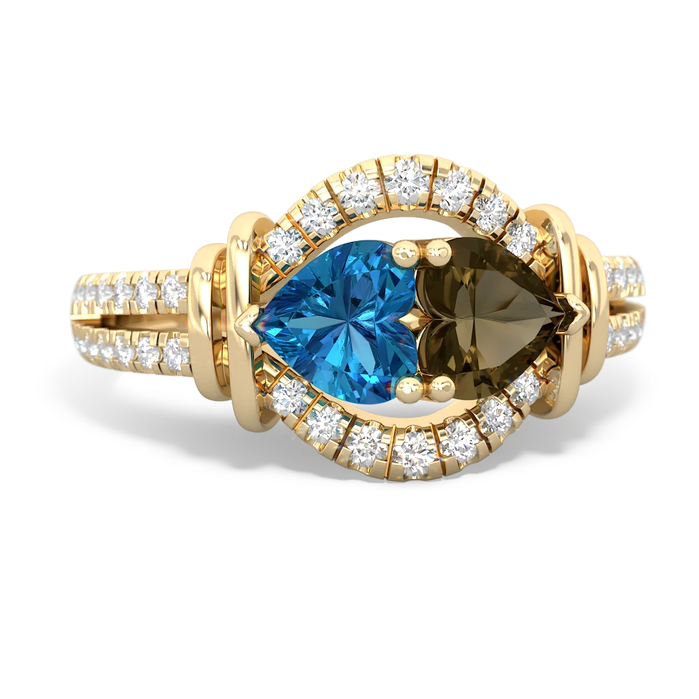 London Topaz Art-Deco Keepsake 14K Yellow Gold ring R5630