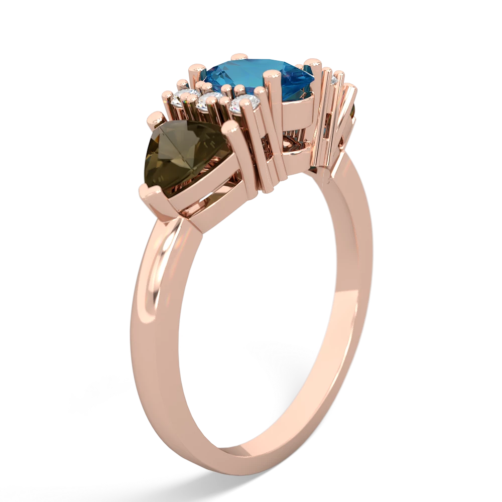 London Topaz Antique Style Three Stone 14K Rose Gold ring R2186