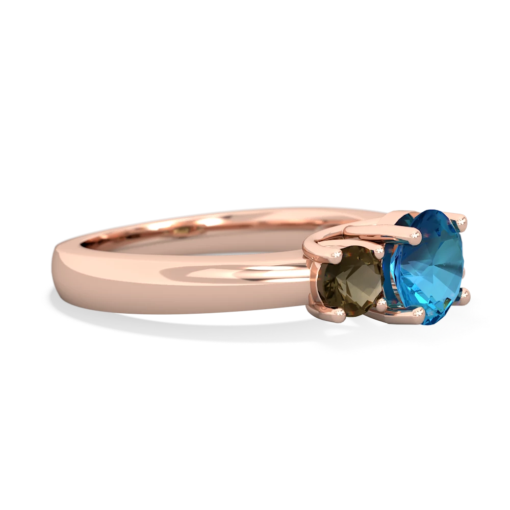 London Topaz Three Stone Round Trellis 14K Rose Gold ring R4018