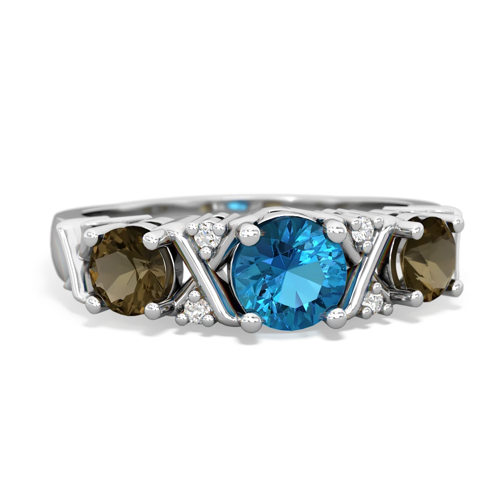 London Topaz Hugs And Kisses 14K White Gold ring R5016