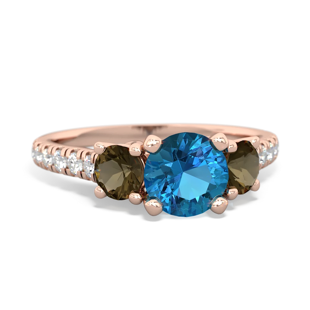 London Topaz Pave Trellis 14K Rose Gold ring R5500