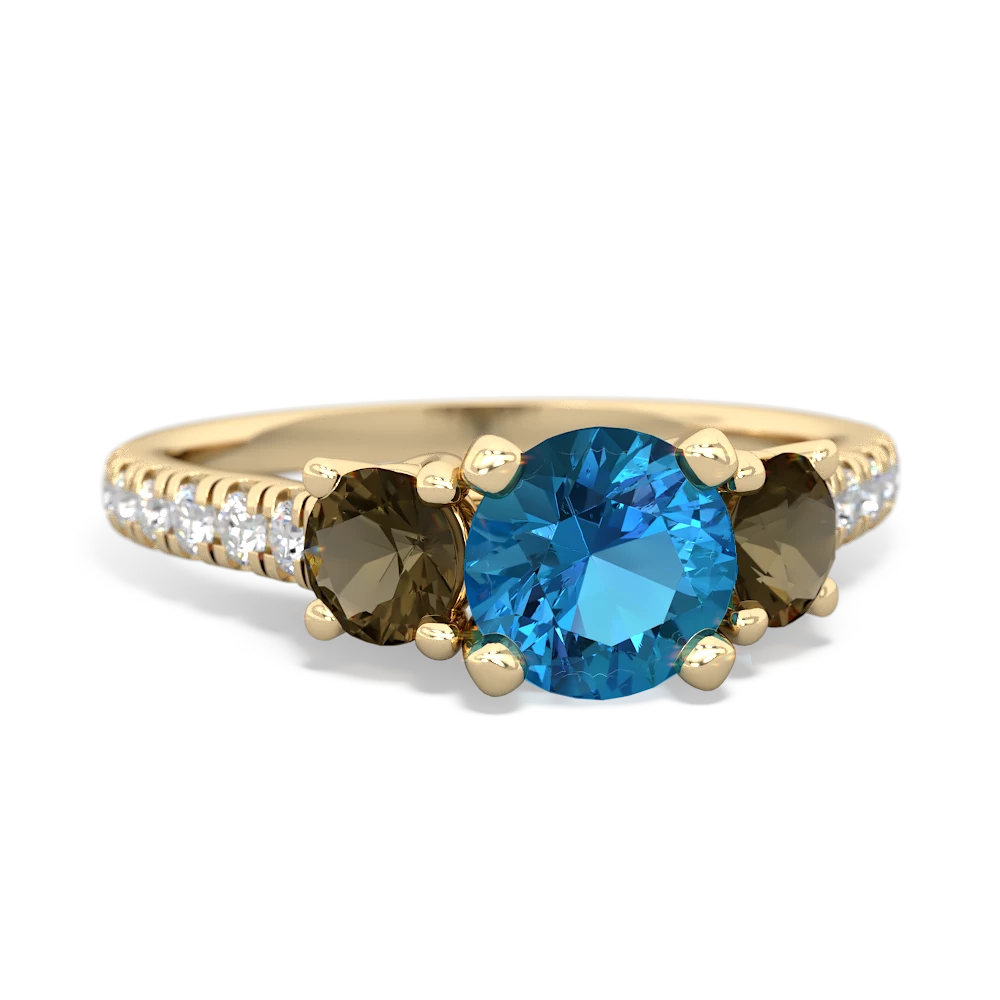 London Topaz Pave Trellis 14K Yellow Gold ring R5500