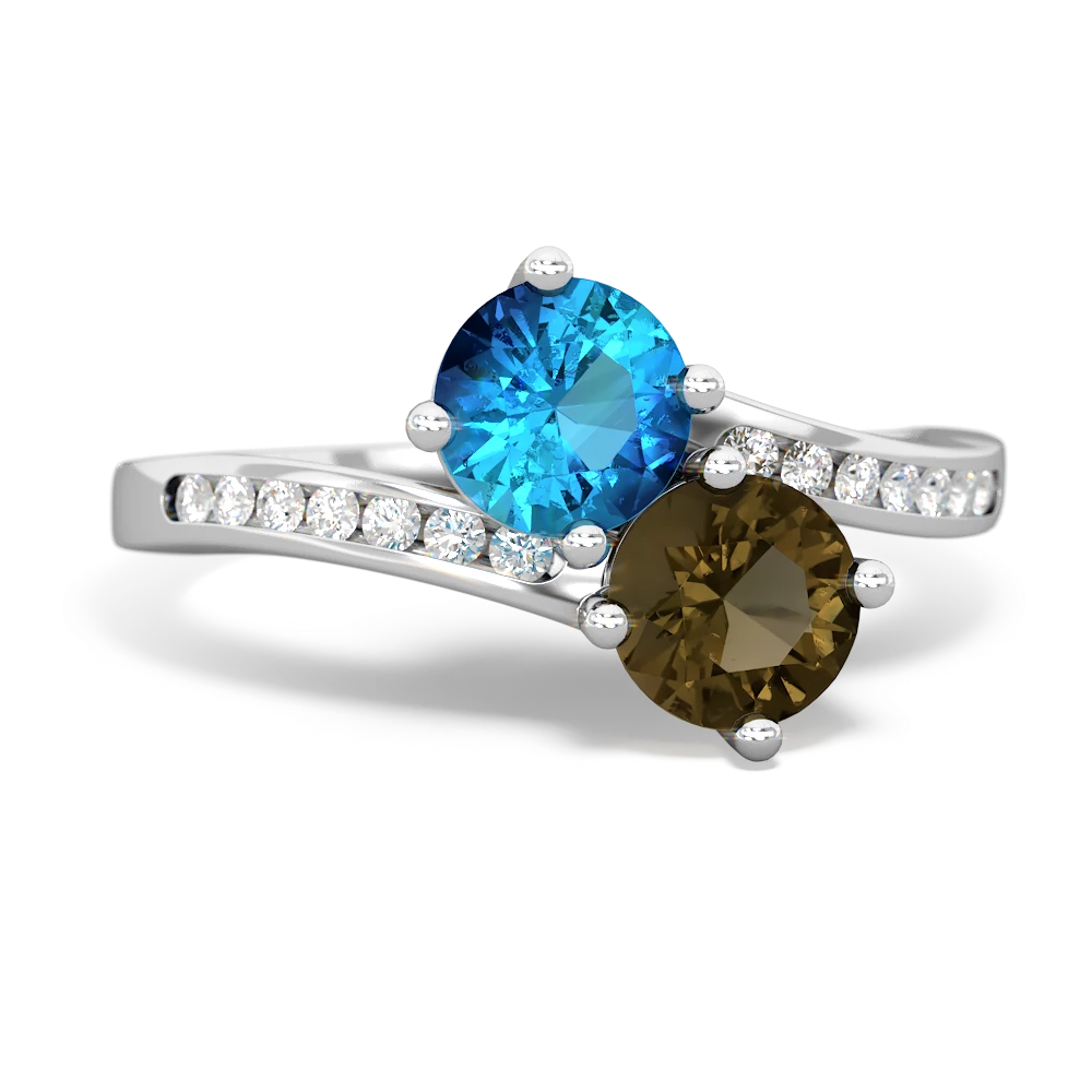 London Topaz Channel Set Two Stone 14K White Gold ring R5303